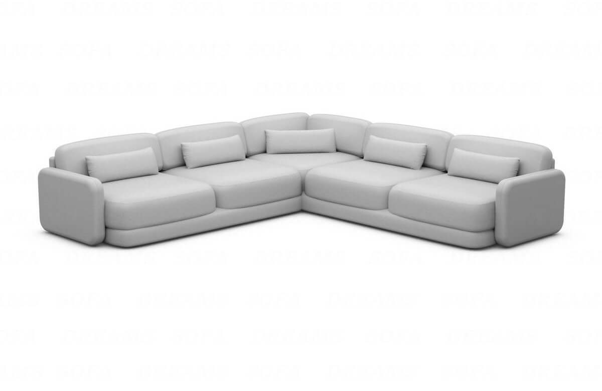 Ecksofa Valencia L-Form aus Stoff hellgrau