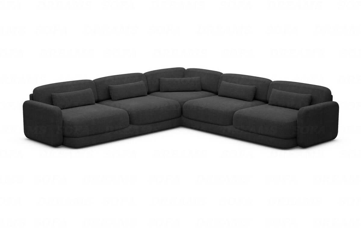 Stoff Ecksofa Valencia L Form Schwarz