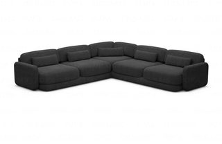 Ecksofa Valencia L-Form Stoff in Strukturstoff und der Farbe Schwarz