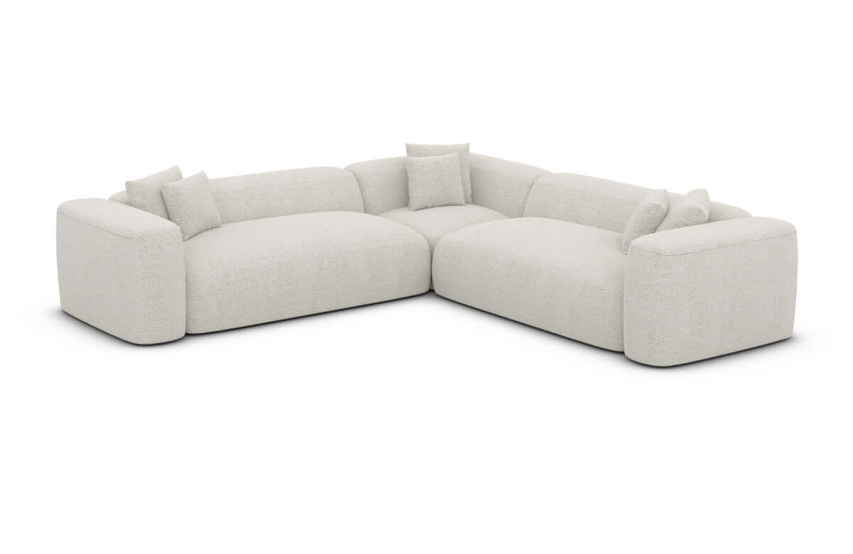 Stoff Ecksofa Alcudia L-Form Weiß