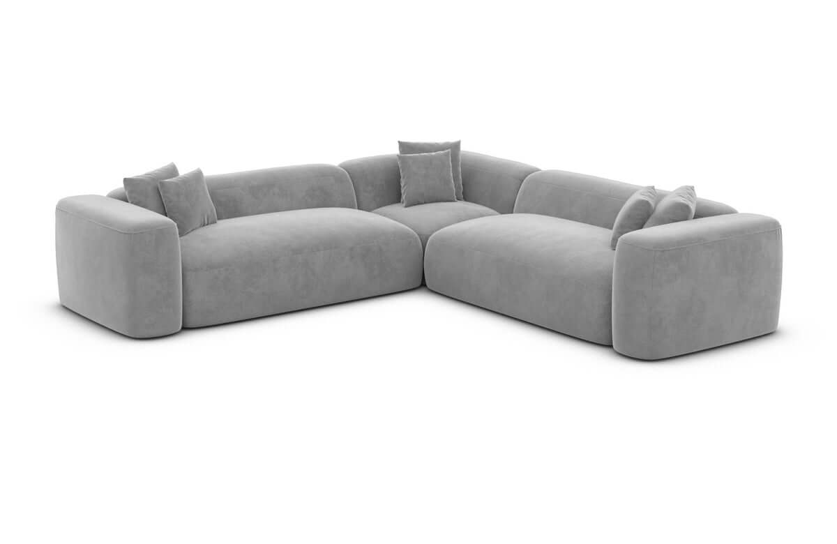 Stoff Ecksofa Alcudia L-Form Hellgrau