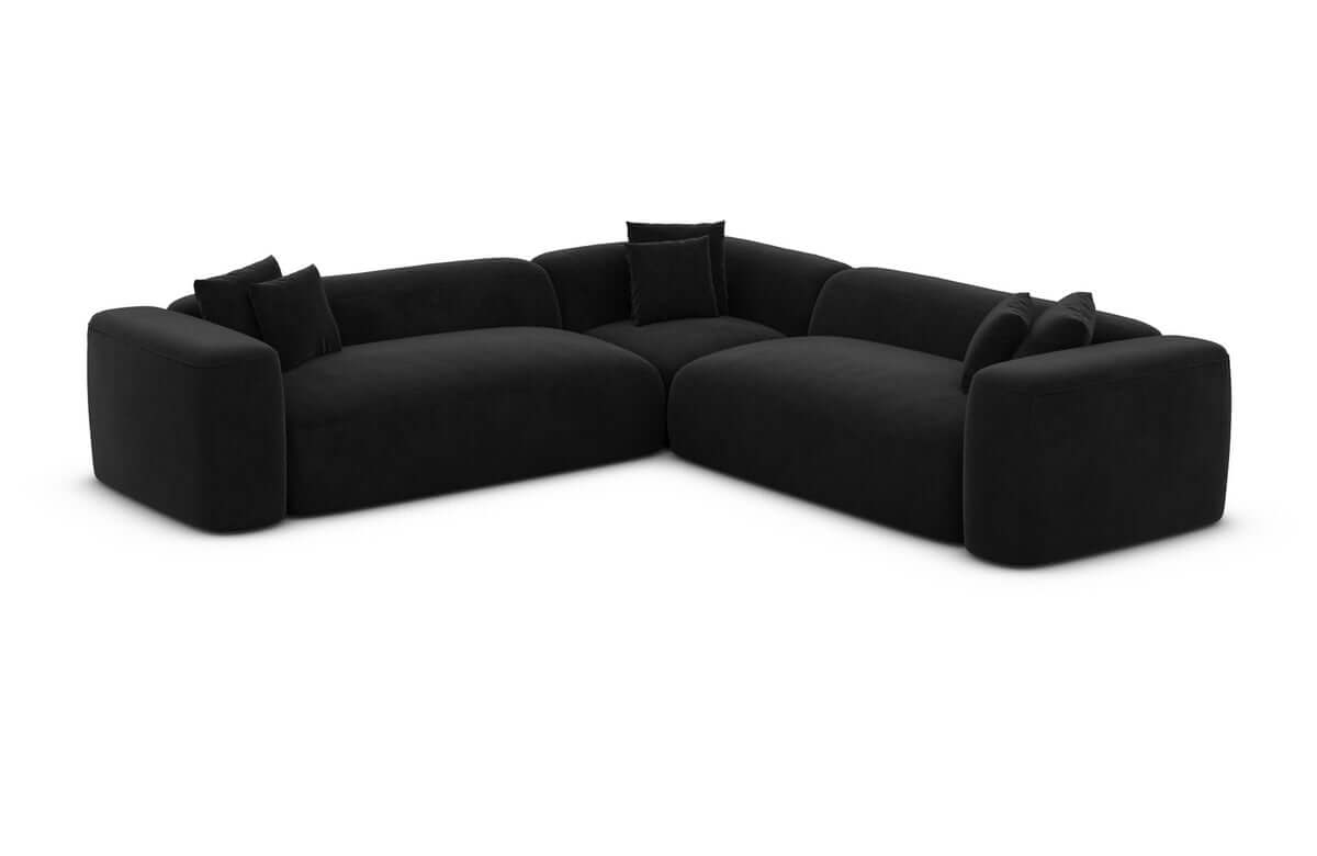 Stoff Ecksofa Alcudia L-Form Schwarz