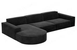 Polster Ecksofa Alegranza L-Kurz – Modern & Komfortabel in Samtstoff und der Farbe Schwarz - Ausrichtung links