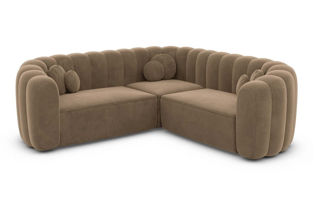 Stoff Ecksofa Almeria L-Form Braun