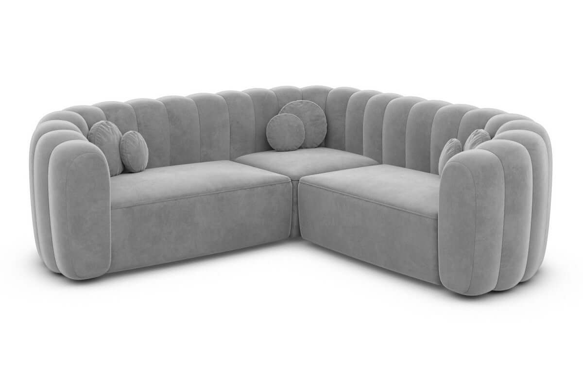 Stoff Ecksofa Almeria L-Form Hellgrau