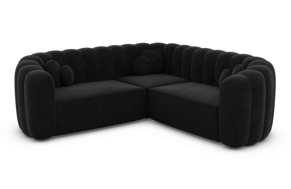Stoff Ecksofa Almeria L Form Schwarz