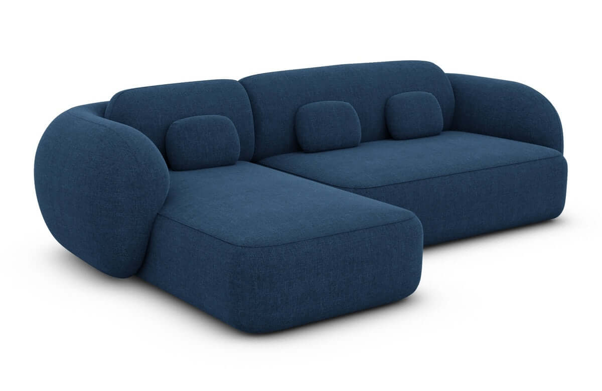 Ecksofa Altea L-Form aus Stoff Blau