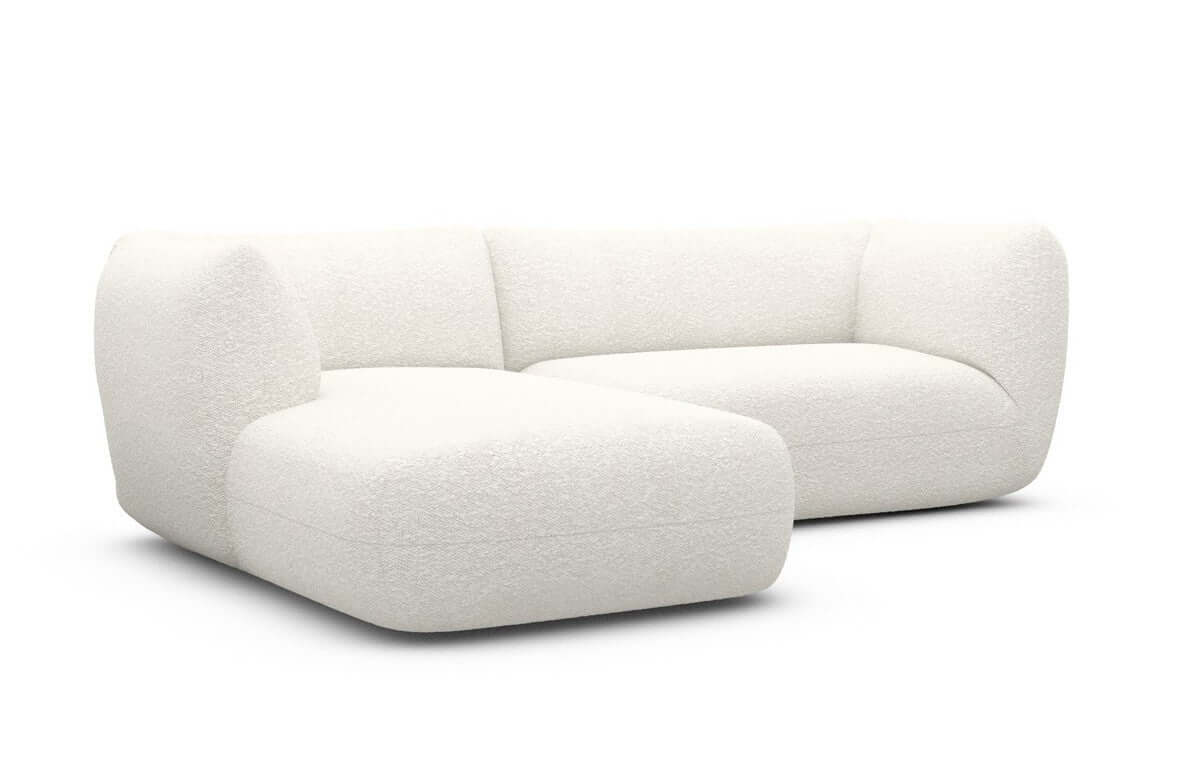 Stoff Ecksofa Madrid L-Form Weiß