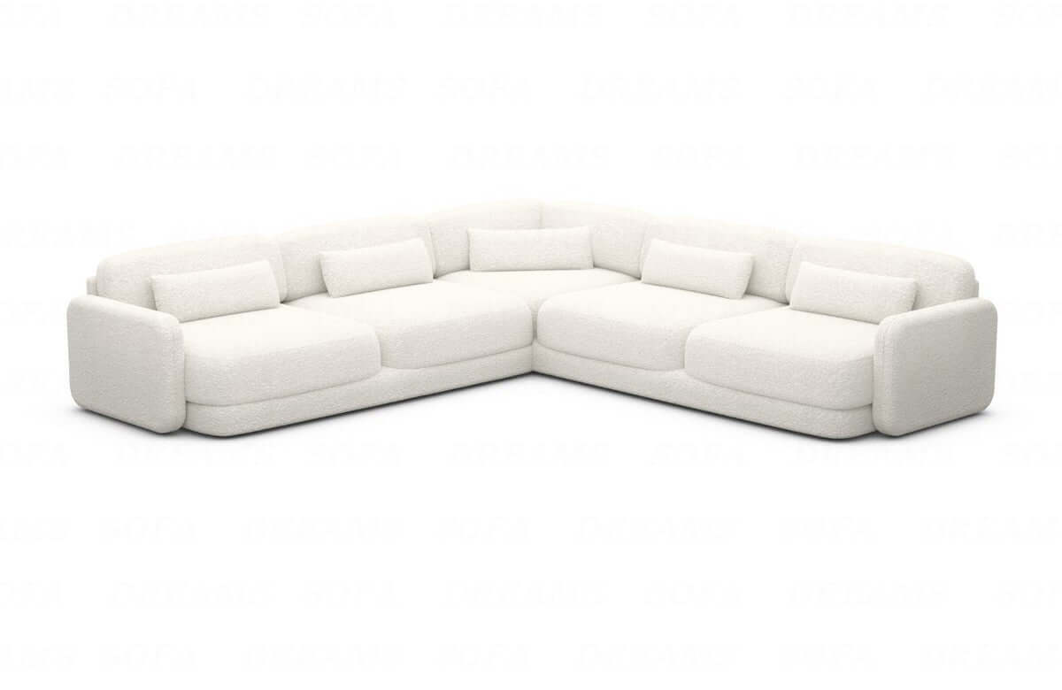 Ecksofa Valencia L-Form aus Stoff Weiß