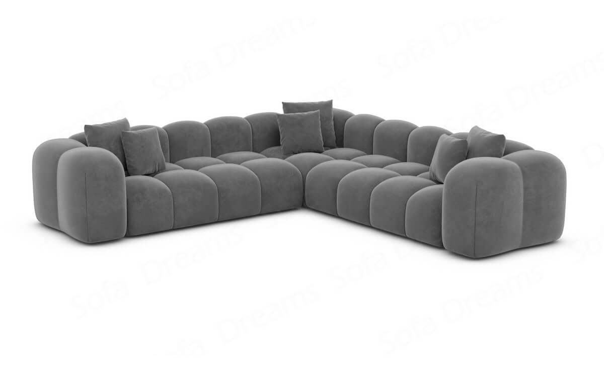 Ecksofa Formentera L Form aus Samtstoff Dunkelgrau