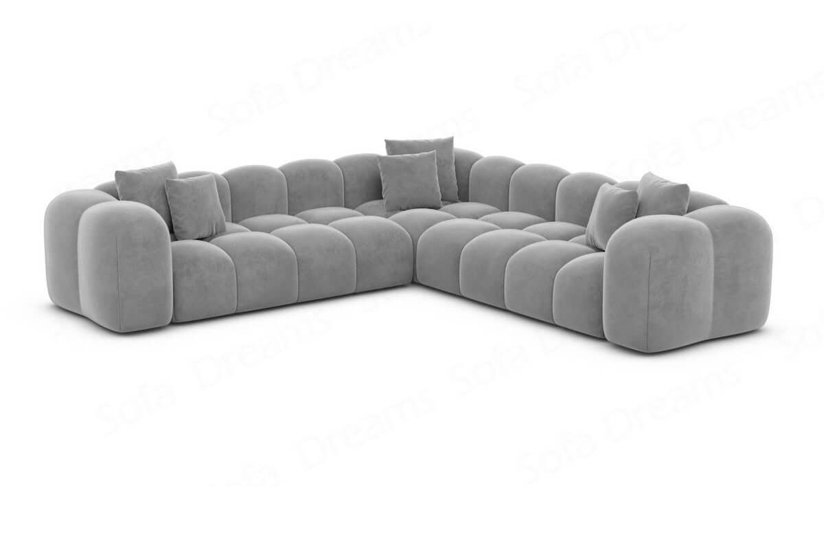 Ecksofa Formentera L Form aus Samtstoff Hellgrau