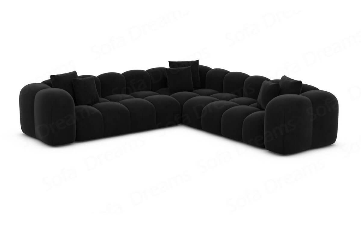 Ecksofa Formentera L Form aus Samtstoff schwarz