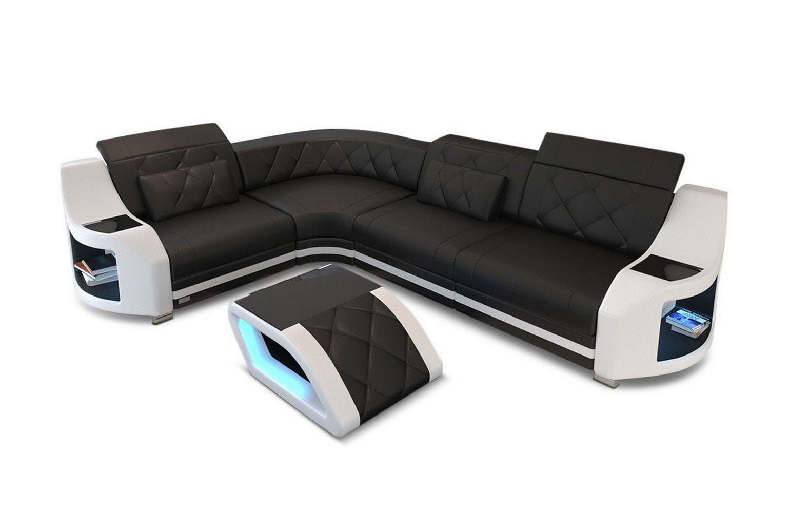 Leder Ecksofa Genua – Komfort und Stil schwarz-weiß