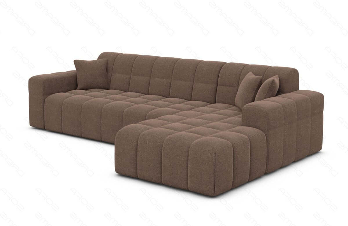 Couch Ibiza L Form in Stoff Kurz braun