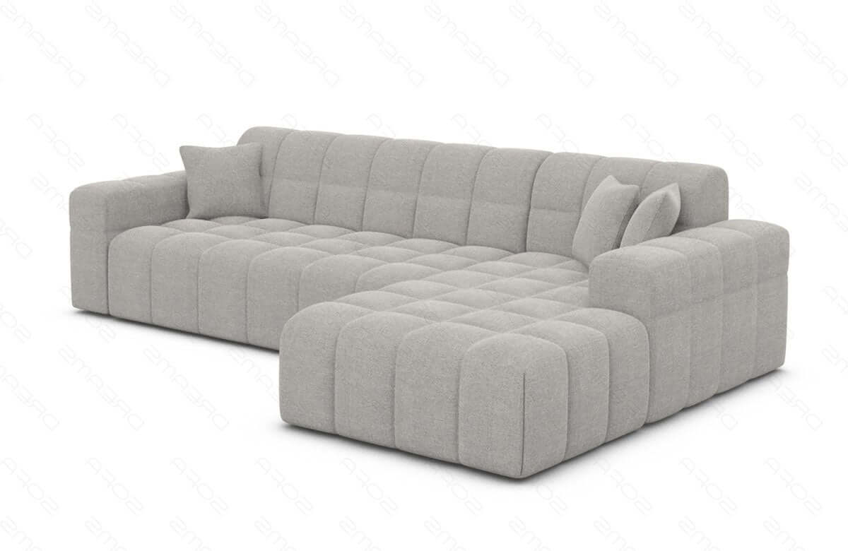 Couch Ibiza L-Form in Stoff Kurz Hellgrau