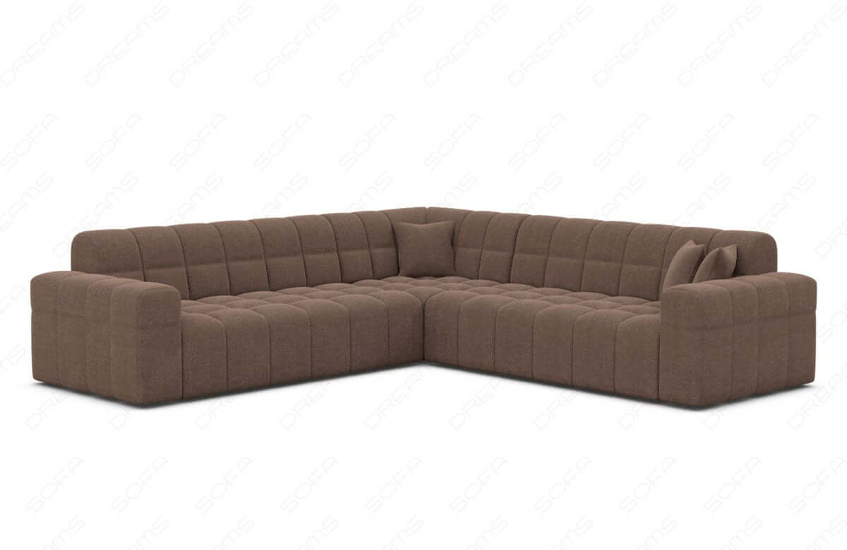 Couch Ibiza Bequem L Form Stoff Braun