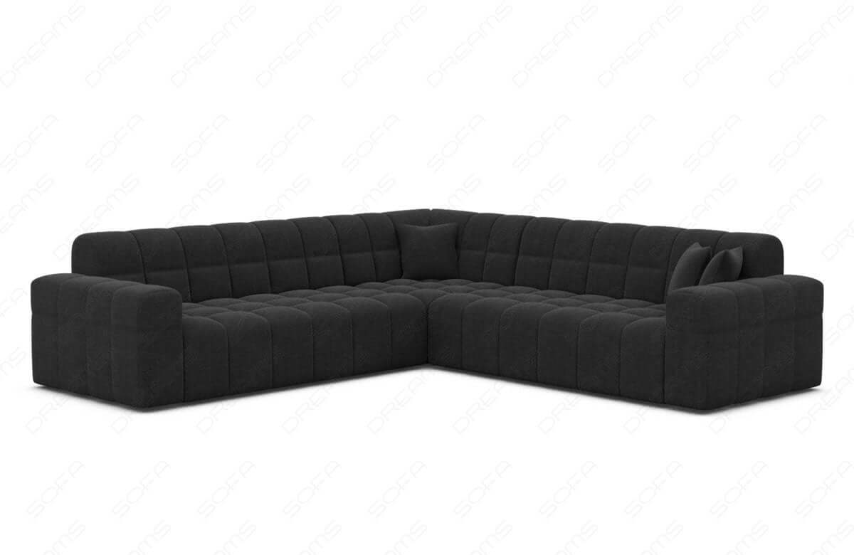 Couch Ibiza L-Form in Stoff Schwarz