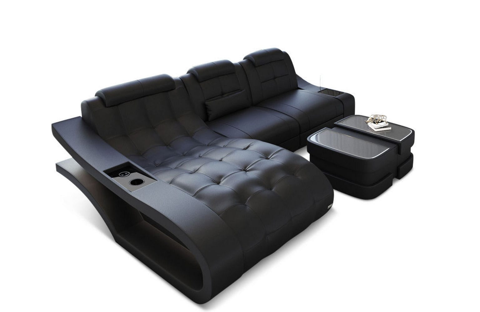 Ecksofa Elegante – Leder & Komfort schwarz