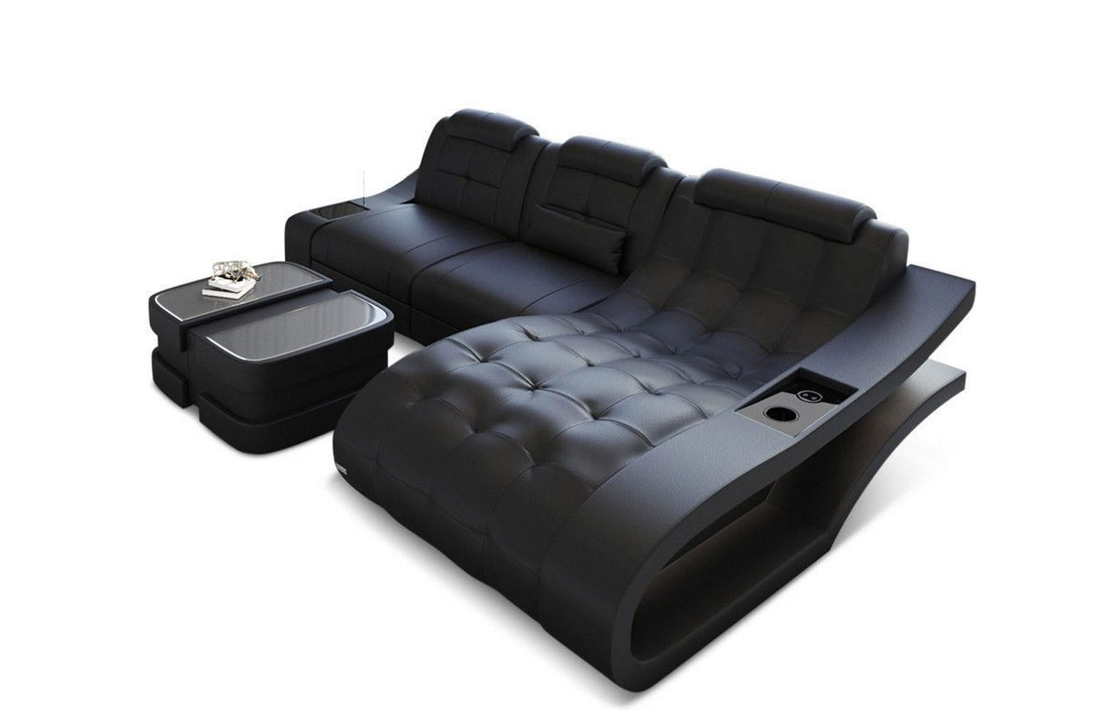 Ecksofa Elegante – Leder & Komfort schwarz