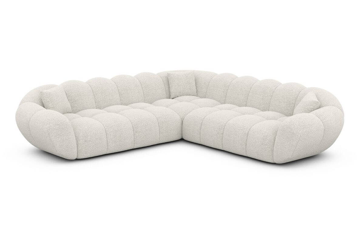 Stoff Ecksofa Maleron L-Form Weiß