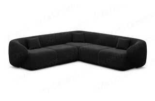 Ecksofa Marbella L-Form Stoff in Samtstoff und der Farbe Schwarz