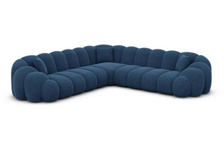 Ecksofa Rajada L-Form Stoff in Strukturstoff und der Farbe Blau
