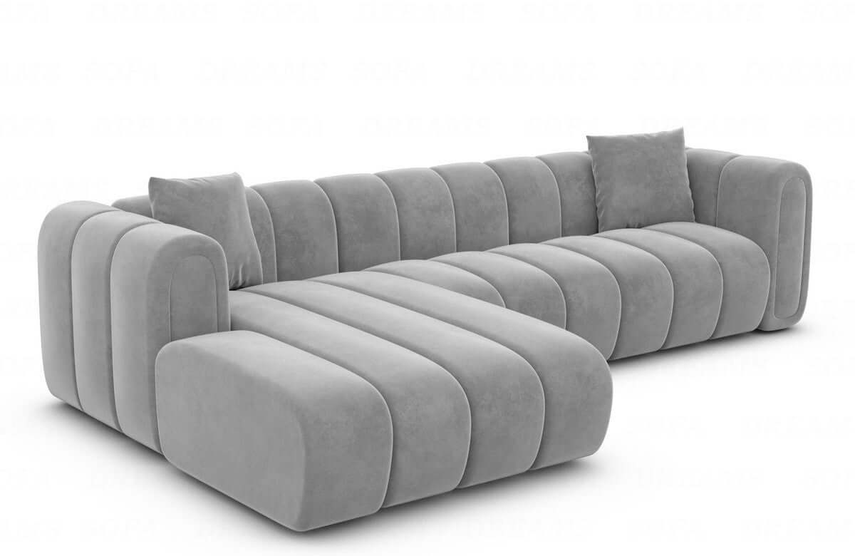 Polster Ecksofa Almagro L-Form Kurz Hellgrau