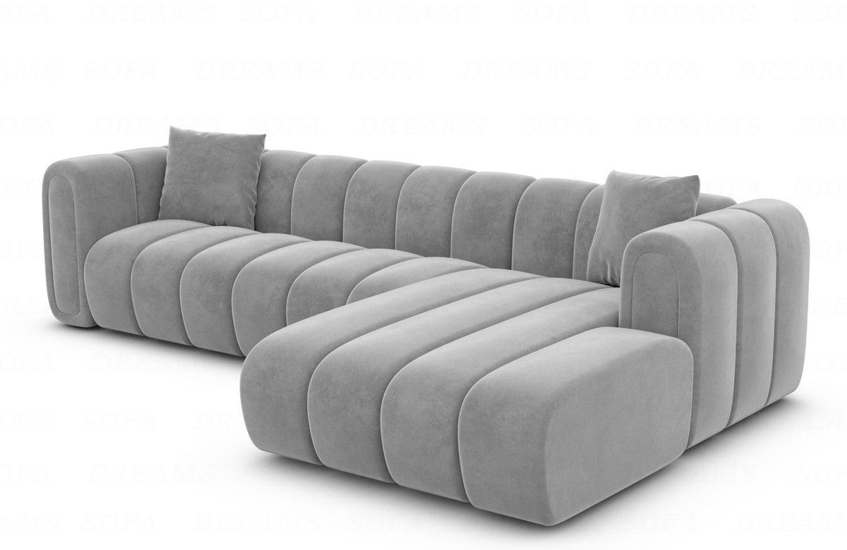 Polster Ecksofa Almagro L-Form Kurz Hellgrau