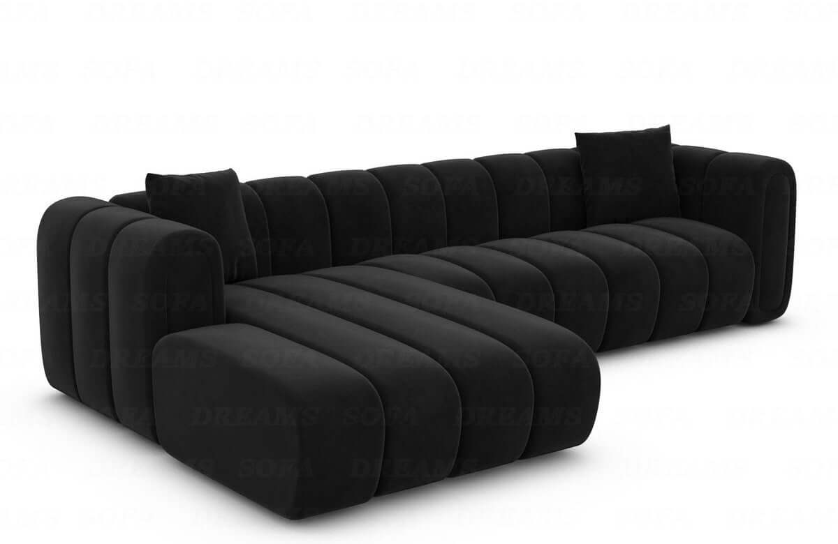 Polster Ecksofa Almagro L-Form Kurz Schwarz