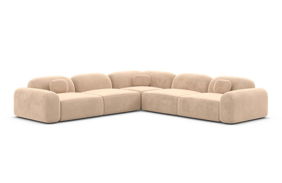 Ecksofa Barcelona L-Form aus Stoff Beige