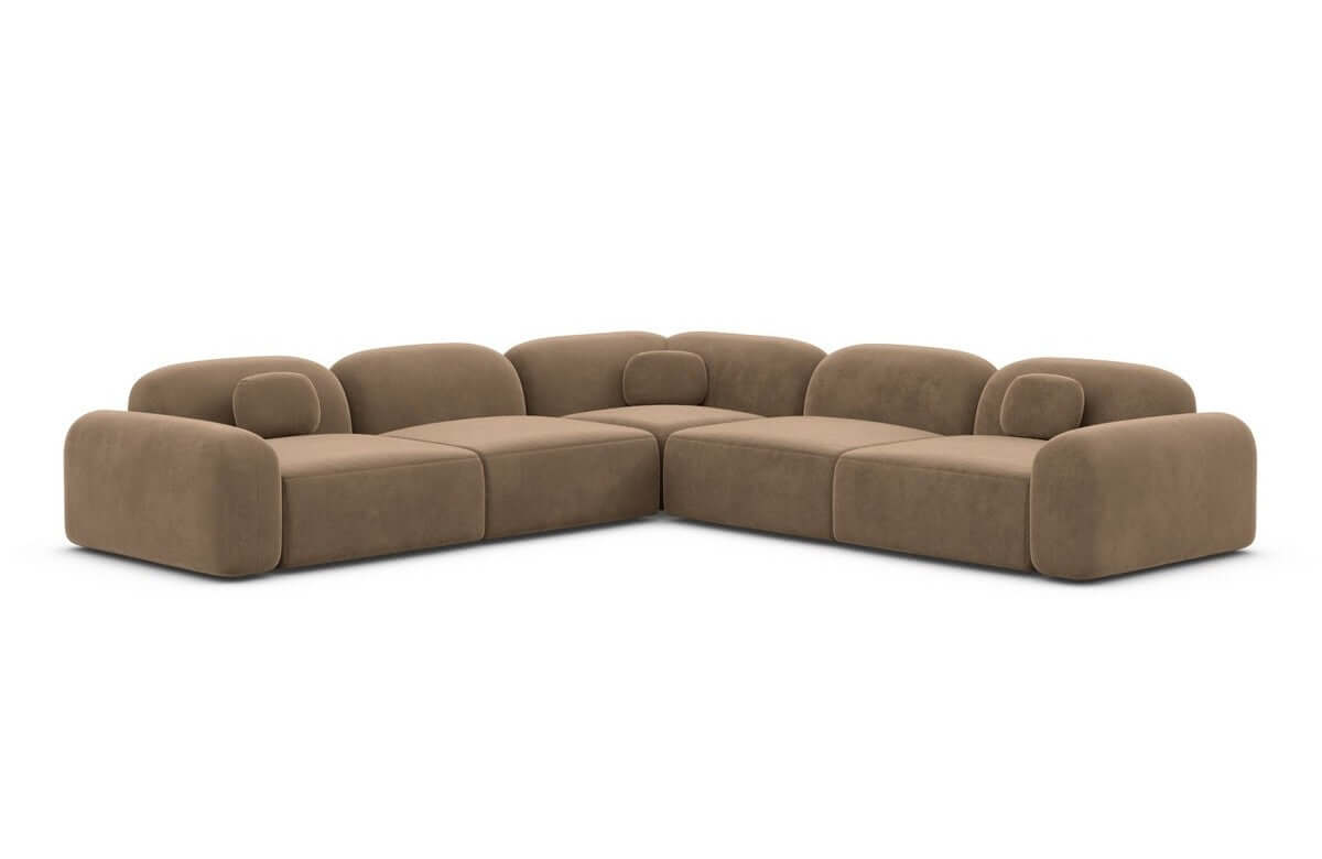 Ecksofa Barcelona L-Form aus Stoff Braun