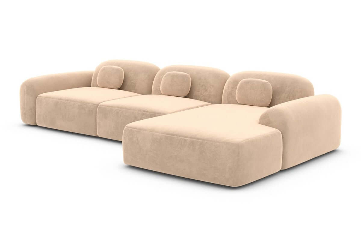 Polster Ecksofa Barcelona L-Form Kurz Beige