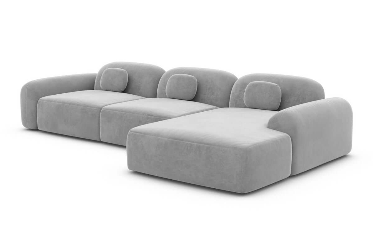 Ecksofa Barcelona L Form aus Stoff Kurz hellgrau
