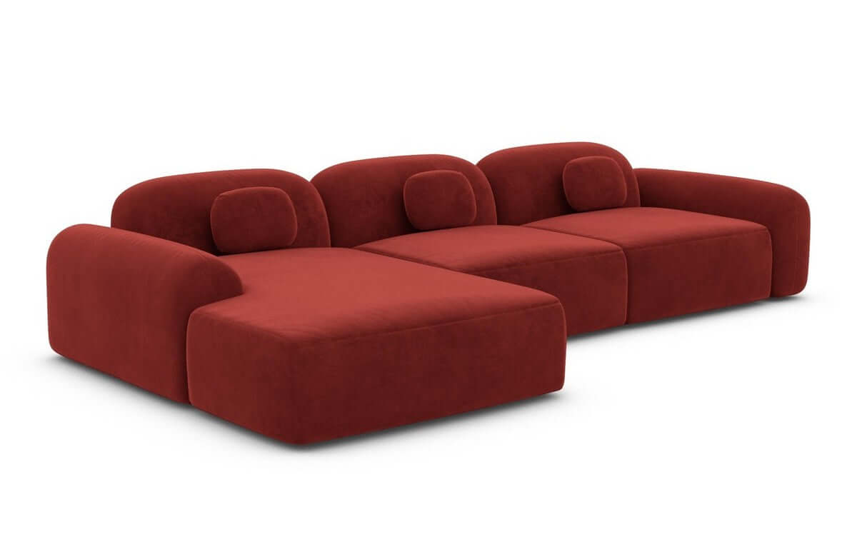 Ecksofa Barcelona L-Form aus Stoff Kurz Rot
