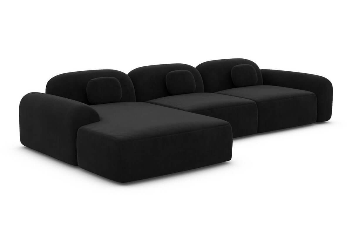 Ecksofa Barcelona L Form aus Stoff Kurz schwarz