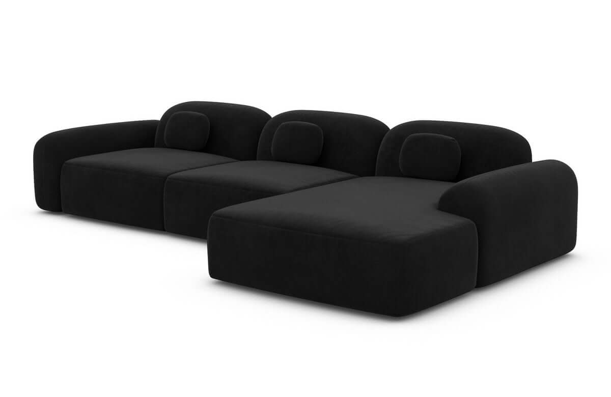Polster Ecksofa Barcelona L-Form Kurz Schwarz