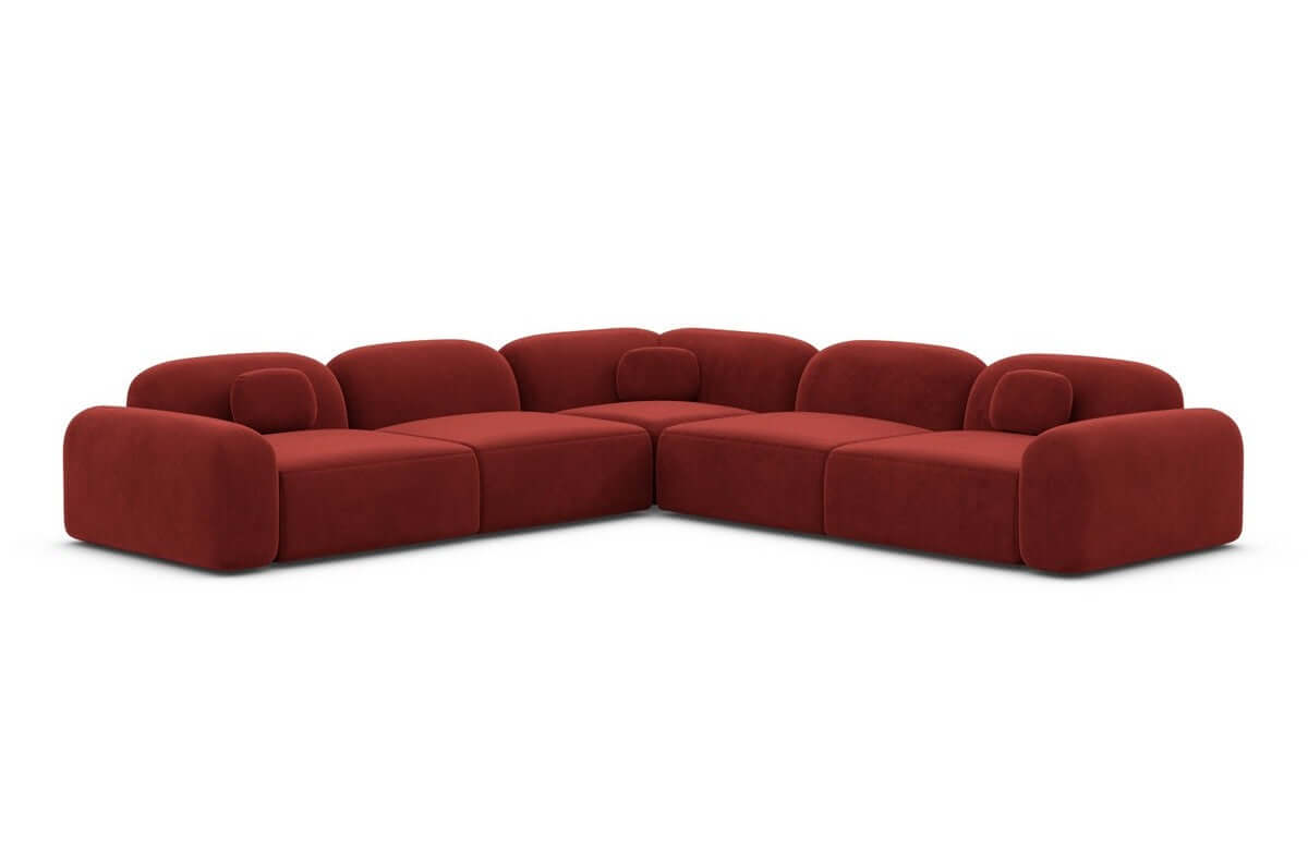 Ecksofa Barcelona L-Form aus Stoff Rot