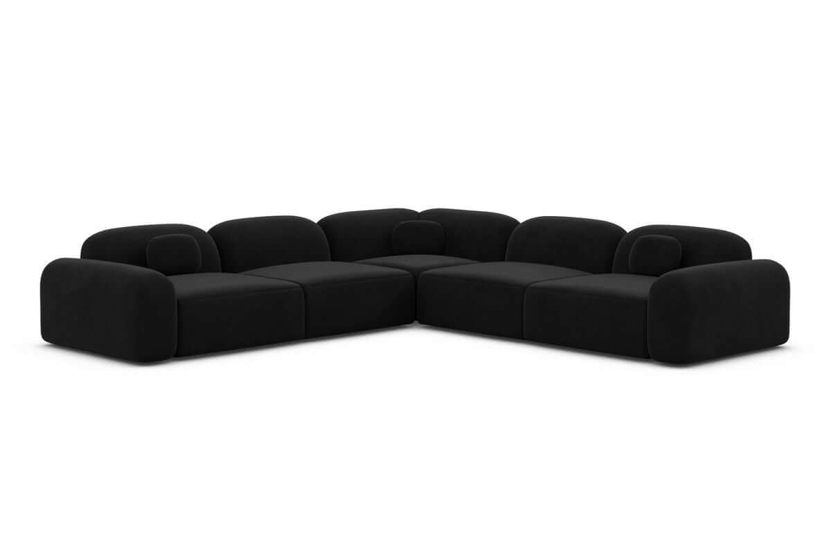 Ecksofa Barcelona L-Form aus Stoff Schwarz