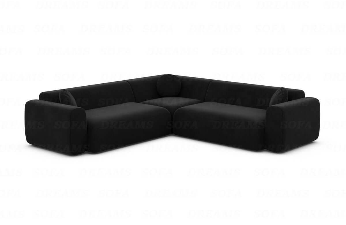 Ecksofa Cortegada L-Form Stoff Schwarz