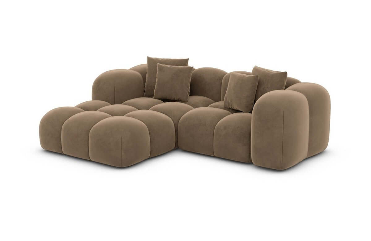 Mini Stoff Ecksofa Formentera L-Form Braun