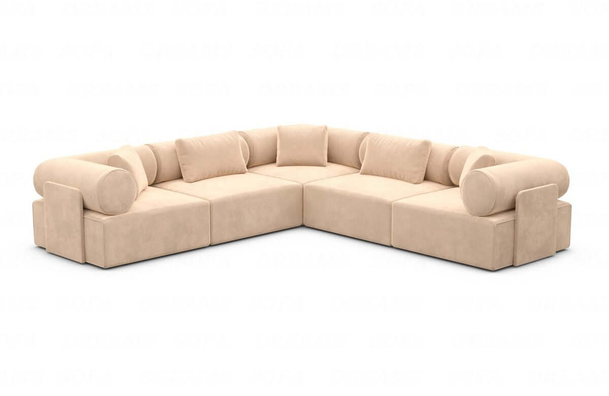 Ecksofa Laguardia L-Form aus Stoff Beige