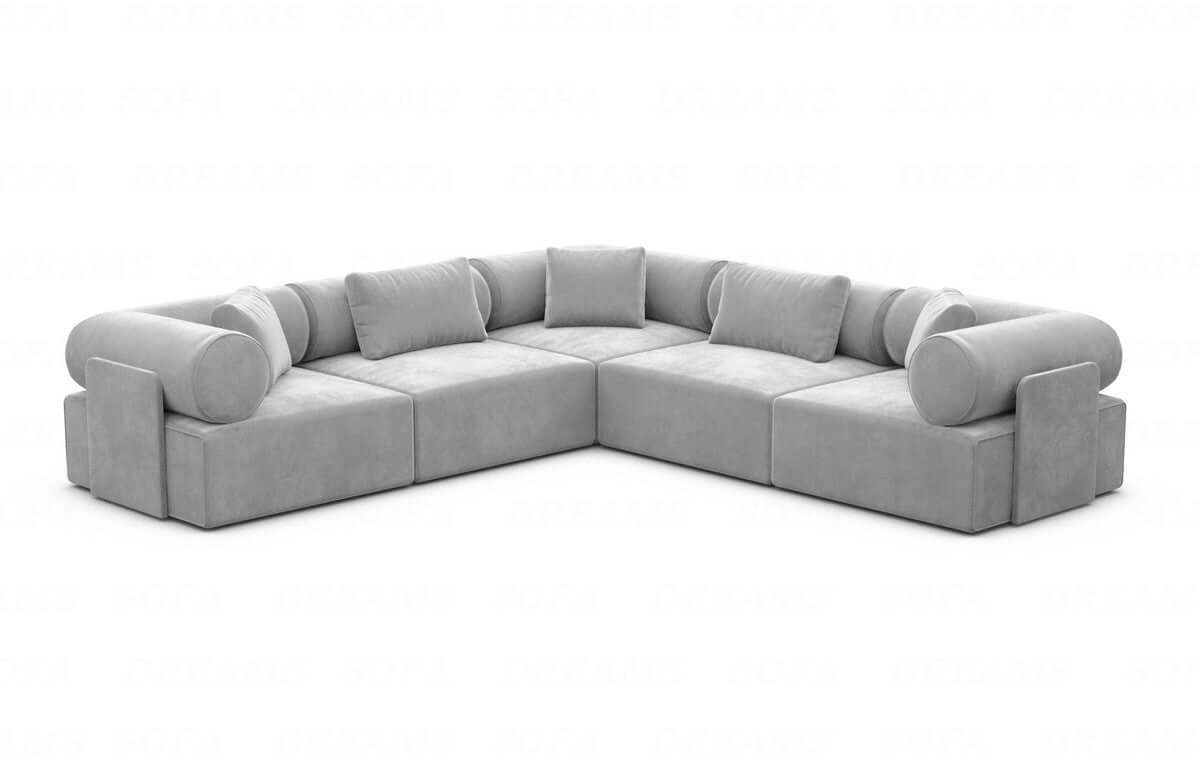 Ecksofa Laguardia L Form Stoff Hellgrau