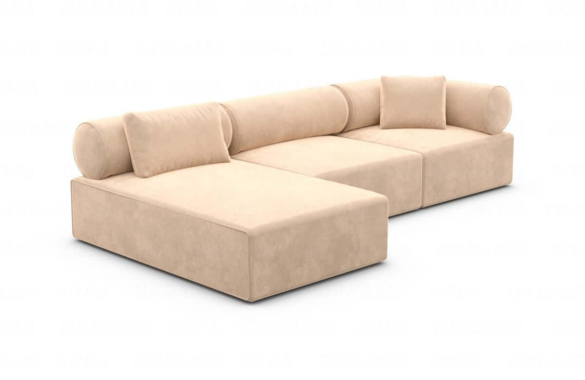 Polster Ecksofa Laguardia L-Form Kurz Beige