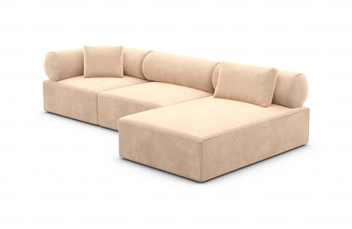 Couch Laguardia L Form in Samtstoff Beige