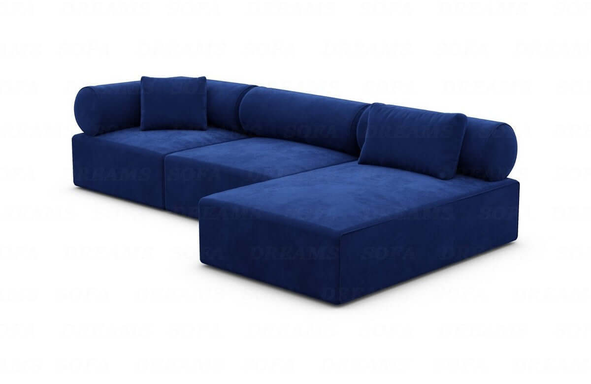 Couch Laguardia L Form in Samtstoff Dunkelblau