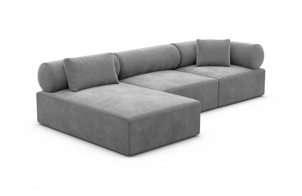 Couch Laguardia L Form in Samtstoff Dunkelgrau