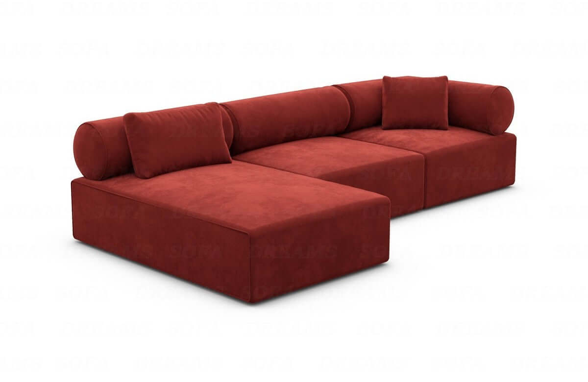 Couch Laguardia L Form in Samtstoff Rot