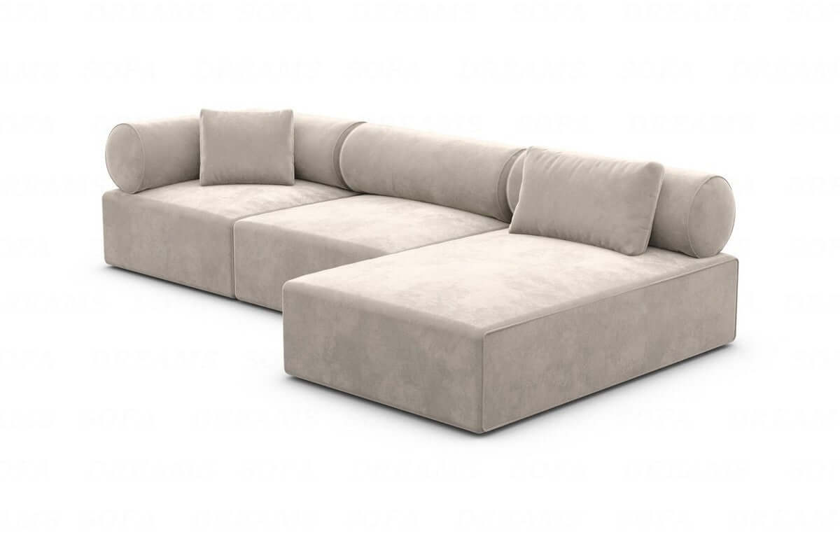 Couch Laguardia L Form in Samtstoff Sand