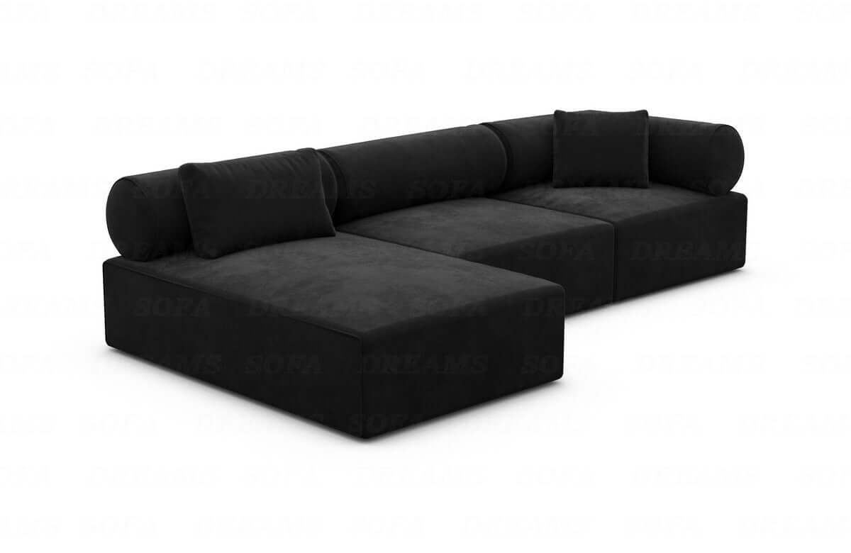 Polster Ecksofa Laguardia L-Form Kurz Schwarz