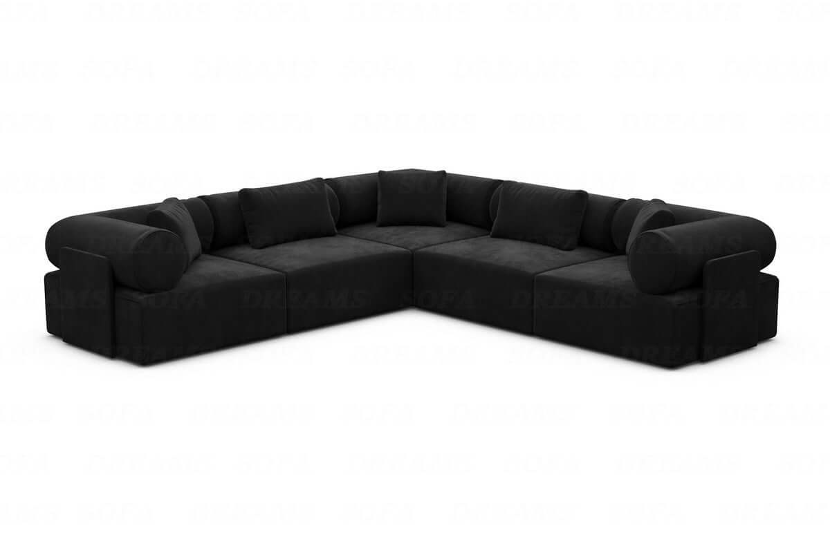 Ecksofa Laguardia L-Form Stoff Schwarz